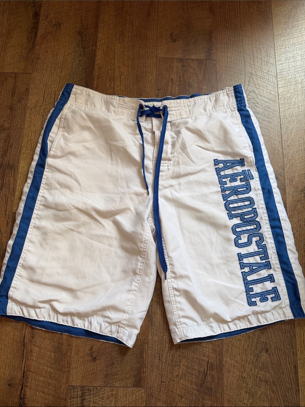Aeropostale White Swim Shorts with Blue Waistband